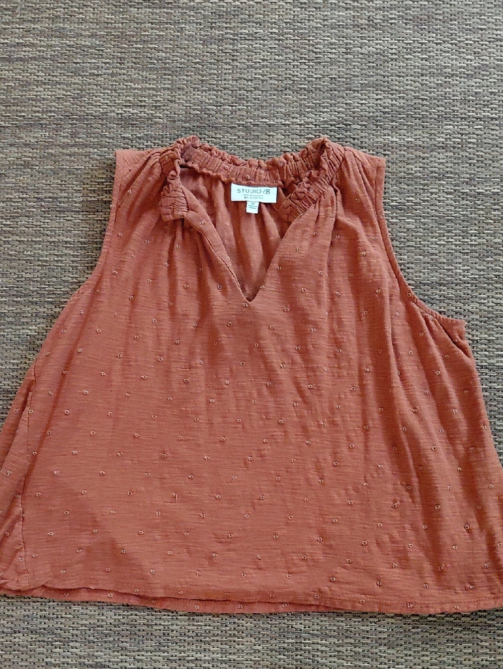 Studio Rust Sleeveless V-Neck Textured Top
